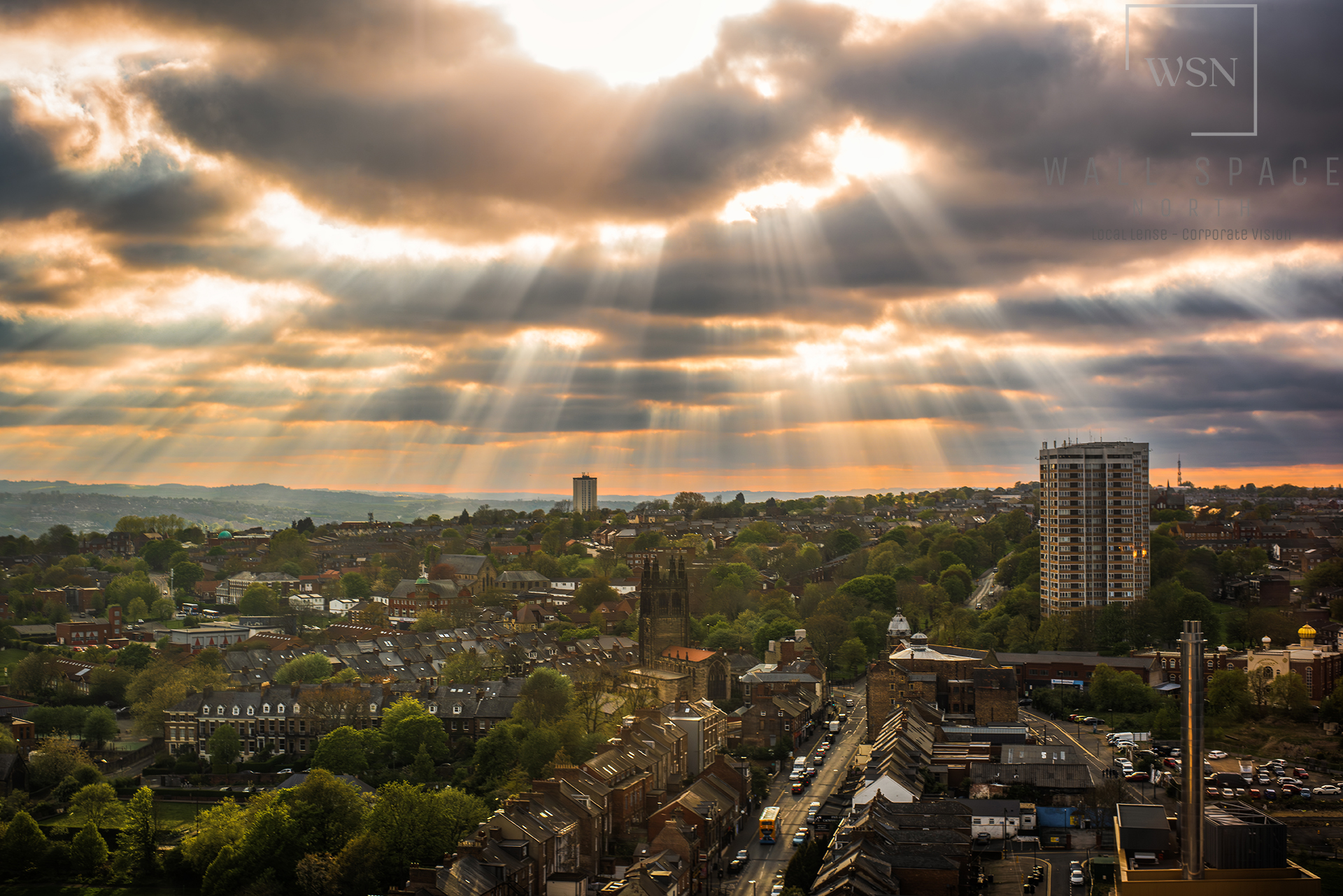 High dynamic range cityscape of Newcastle upon Tyne skyline — fine art photography for corporate art subscriptions